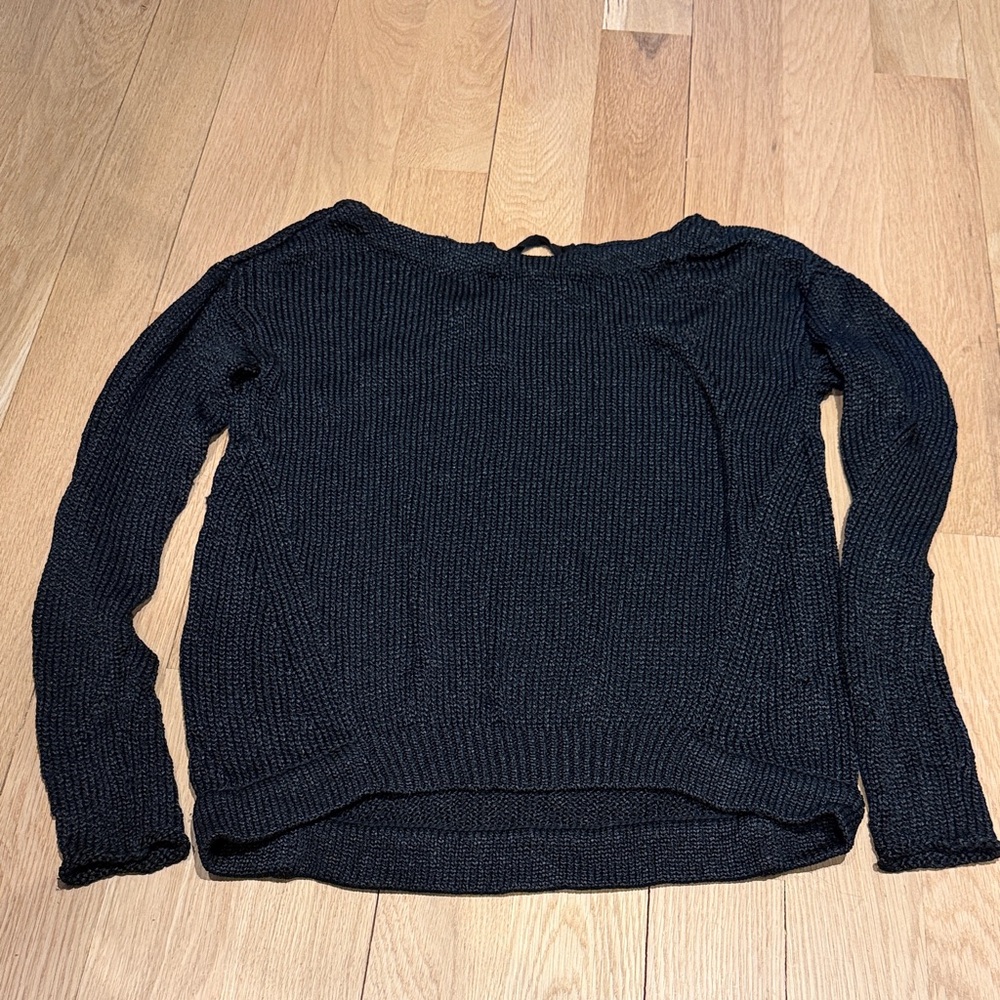 Diane Von Furstenberg Classic Black Crew Tie Back Women's Sweater DVF